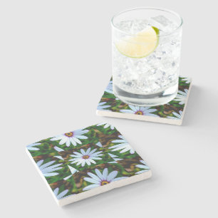 Posavasos De Piedra Patrón de margarita blanca