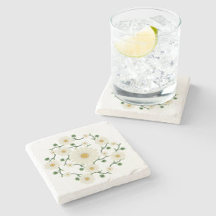 Posavasos De Piedra Patrón de margarita floral