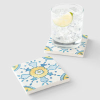 Patrón de mosaico azul y amarillo marroquí
