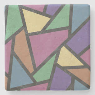 Posavasos De Piedra Patrón de mosaico de colores de arcoiris silenciad