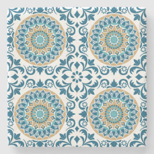 Posavasos De Piedra Patrón de mosaico de espiral vintage