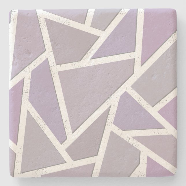 Posavasos De Piedra Patrón de mosaico de lavanda (Anverso)