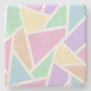 Posavasos De Piedra Patrón de mosaico del arcoiris pastel