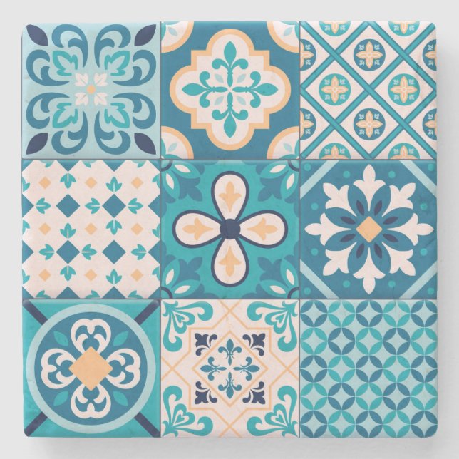 Posavasos De Piedra Patrón de mosaico marroquí (Anverso)
