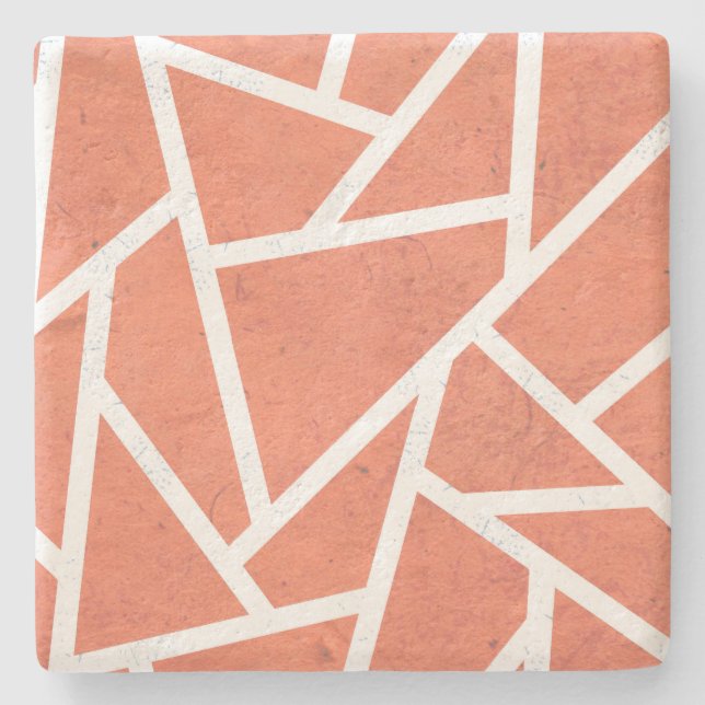 Posavasos De Piedra Patrón de mosaico naranja mandarín (Anverso)