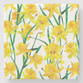 Posavasos De Piedra Patrón de Narciso Amarillo