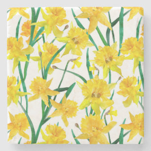 Posavasos De Piedra Patrón de Narciso Amarillo