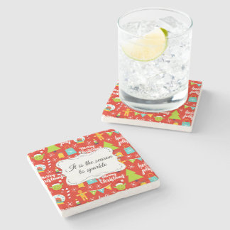 Posavasos De Piedra Patrón de Navidades festivos personalizados