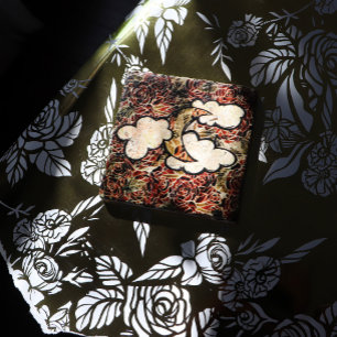 Posavasos De Piedra Patrón de niños lunares Rosa vintage Rosas abstrac
