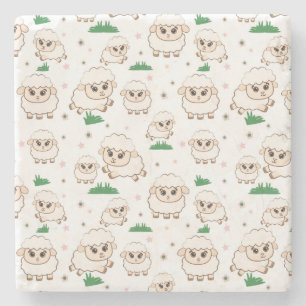 Posavasos De Piedra Patrón de ovejas lúdicas