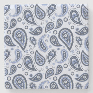 Posavasos De Piedra Patrón de Paisley Azul