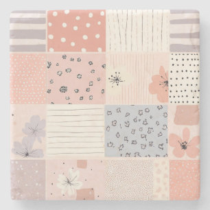 Posavasos De Piedra Patrón de parchwork floral vintage - Pastel (10)
