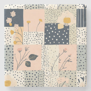Posavasos De Piedra Patrón de parchwork floral vintage - Pastel (5)