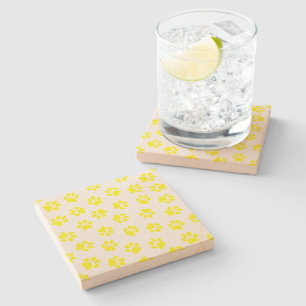 Posavasos De Piedra Patrón De Patas, Patas De Perro, Patas Amarillas