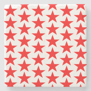 Posavasos De Piedra Patrón de pequeñas estrellas rojas