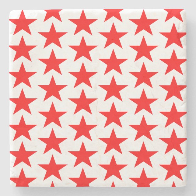 Posavasos De Piedra Patrón de pequeñas estrellas rojas (Anverso)