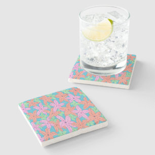 Posavasos De Piedra Patrón de pez estrella tropical