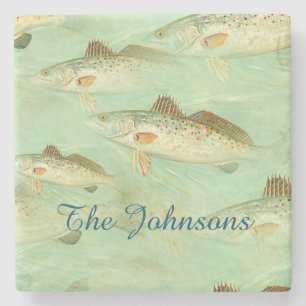 Posavasos De Piedra Patrón de pez trasero