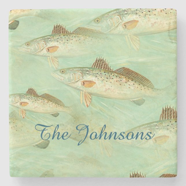 Posavasos De Piedra Patrón de pez trasero (Anverso)