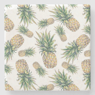 Posavasos De Piedra Patrón de piña acuarela