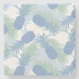 Posavasos De Piedra Patrón de piña Pastel Tropical