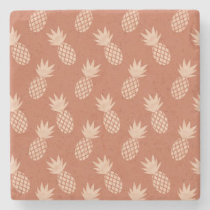 Posavasos De Piedra Patrón de piña tropical de terracota y piña