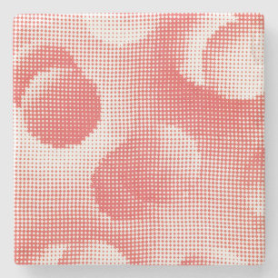 Posavasos De Piedra Patrón de puntos de medio tono de arte pop rojo vi