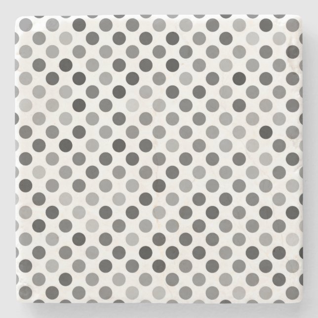 Posavasos De Piedra Patrón de puntos de polka monocromo (puntos blanco (Anverso)