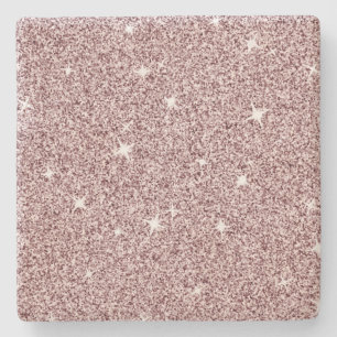 Posavasos De Piedra Patrón de Purpurina giratorio de estrella rosa cl