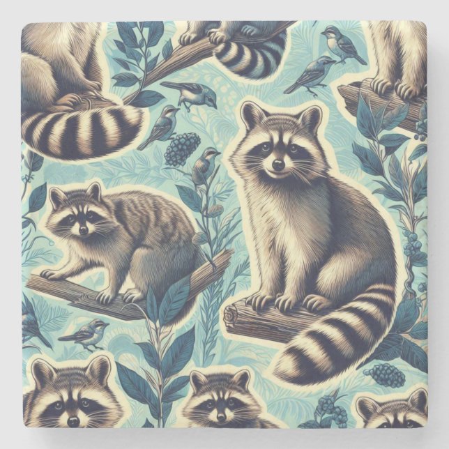 Posavasos De Piedra Patrón de Racoon Cuto (Anverso)