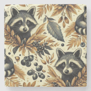 Posavasos De Piedra Patrón de Racoon de Vintage