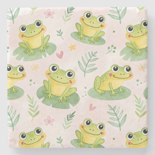 Posavasos De Piedra Patrón de ranas lindas