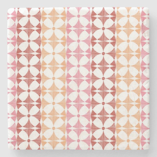 Posavasos De Piedra Patrón de rayas de ikat rojo geométrico (Anverso)