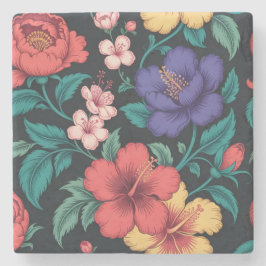 Posavasos De Piedra Patrón de repetición de flores silvestres