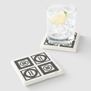 Posavasos De Piedra Patrón de Rótulo geométrico negro y blanco