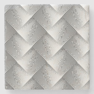 Posavasos De Piedra Patrón de tejido metálico en blanco y negro de Gua