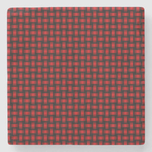 Posavasos De Piedra Patrón de Tejido Rojo y Negro