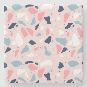 Posavasos De Piedra Patrón de Terrazo Rosado