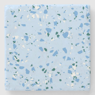 Posavasos De Piedra Patrón de Terrazzo Azul