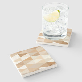 Posavasos De Piedra Patrón de triángulo gris taupe marfil marrón moder