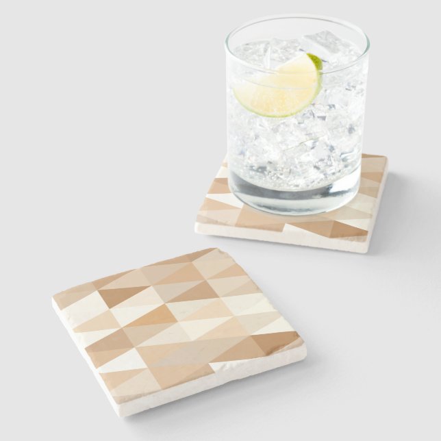 Posavasos De Piedra Patrón de triángulo marfil marfil marrón gris (Lateral)