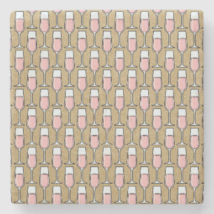 Posavasos De Piedra Patrón de Vino Rosado Dorado