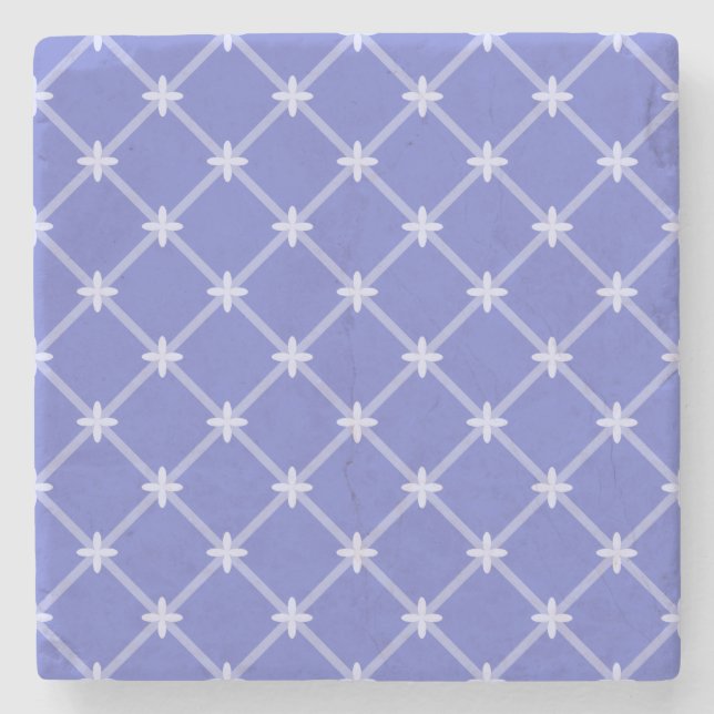 Posavasos De Piedra Patrón Diagonal Azul Medieval (Anverso)