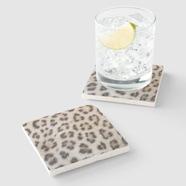 Posavasos De Piedra Patrón elegante de estampado de piel de leopardo d (Lateral)