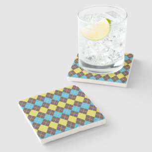 Posavasos De Piedra Patrón Escocés de Tartán de los 70