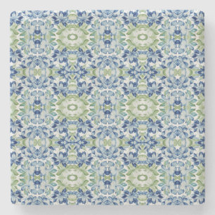 Posavasos De Piedra Patrón floral Blue Greem BOHO