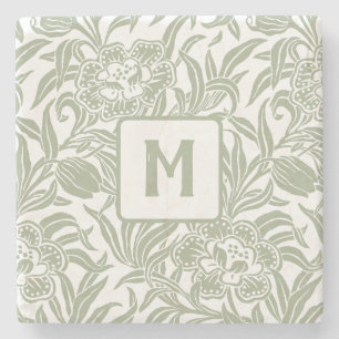 Posavasos De Piedra Patrón floral botánico vintage Art Nouveau
