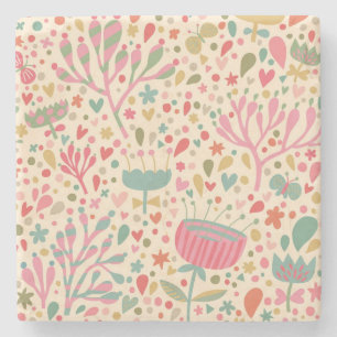 Posavasos De Piedra Patrón floral brillante