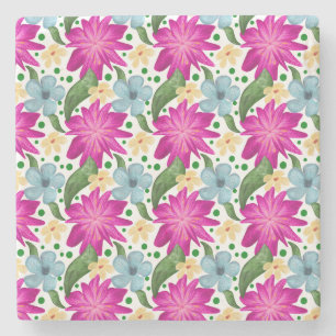 Posavasos De Piedra Patrón floral continuo Repetición de flores en a