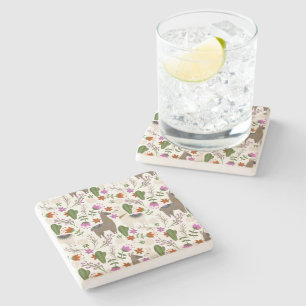 Posavasos De Piedra Patrón Floral de Cactus Alpaca Amante de Animales